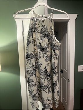 Vici Cream Floral Halter Mini Dress with Black Print